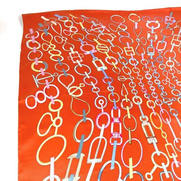 HERMES Carre90 Carre 90 DO RE BOUCLES Scarf silk Orange Unused - Picture 15 of 16